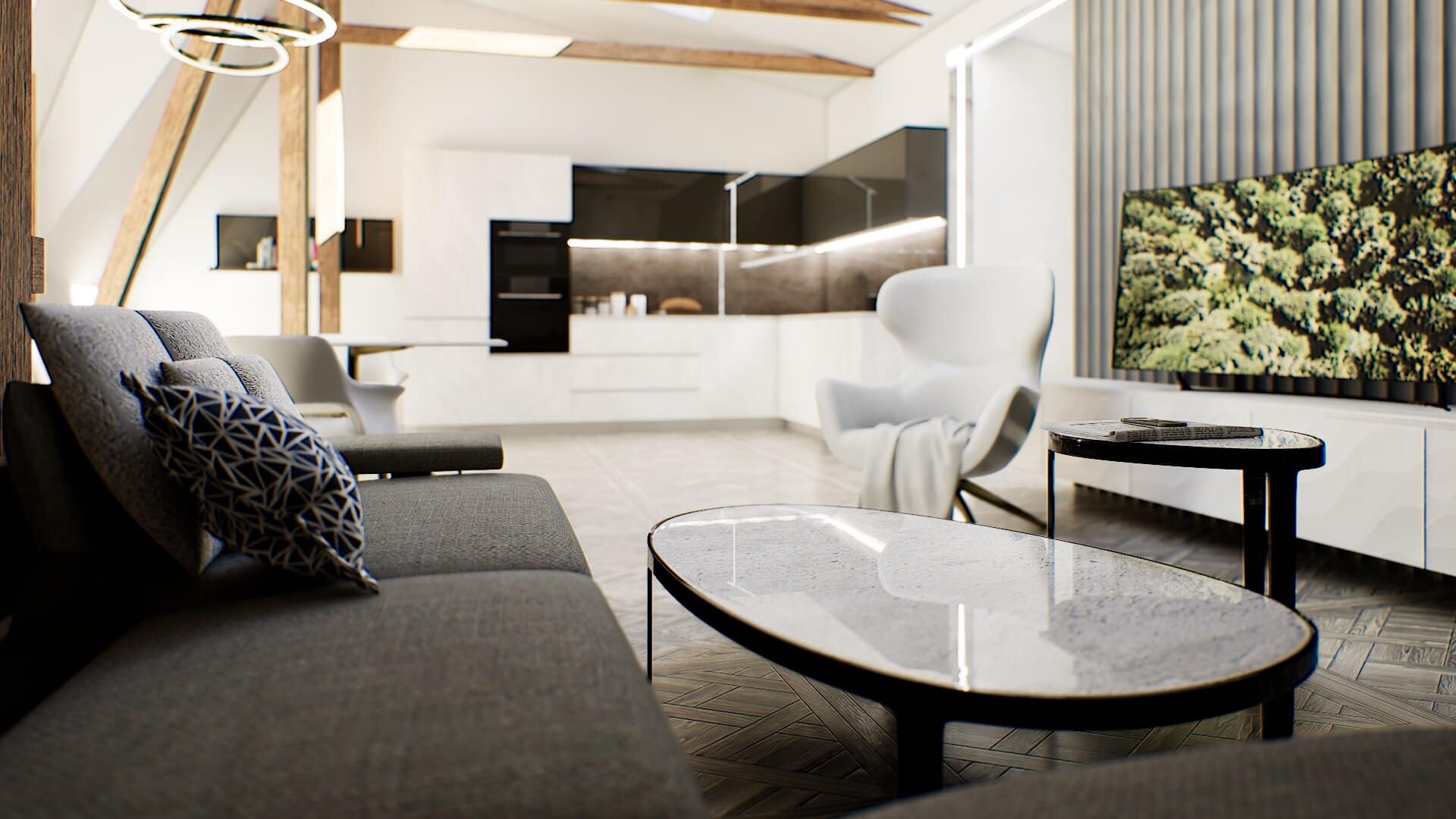 vizualizace podkrovního bytu